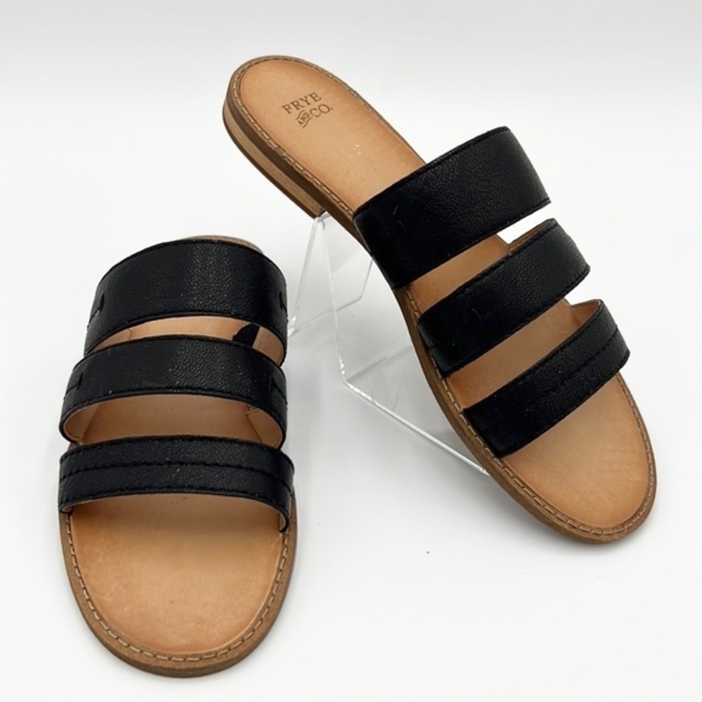 FRYE AND CO EVIE 3 BAND SLIDE BLACK NWT SZ 7.5